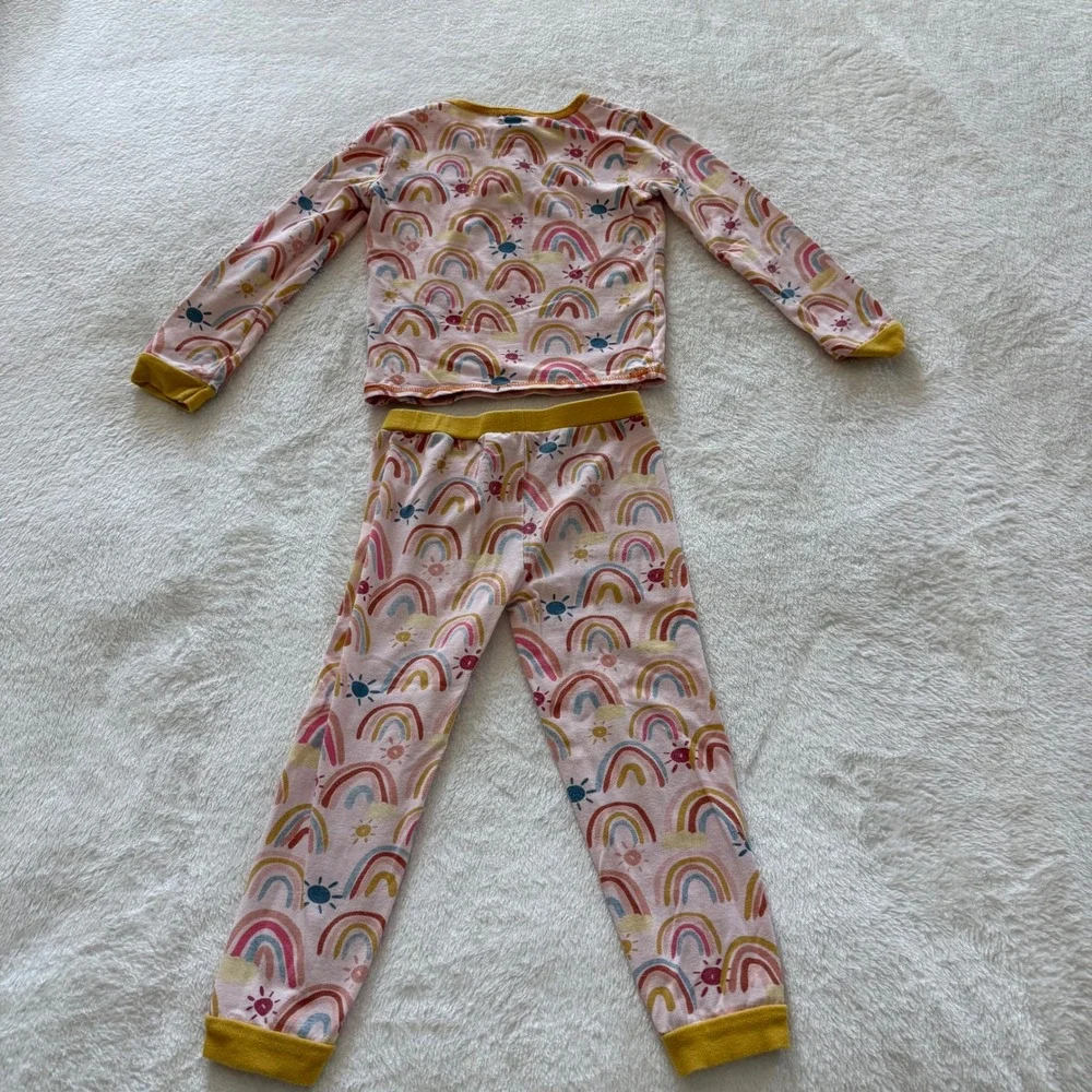 Kids Rainbow Sun Cloud‎ Pajamas Long Sleeve Henley Top Pants Set
